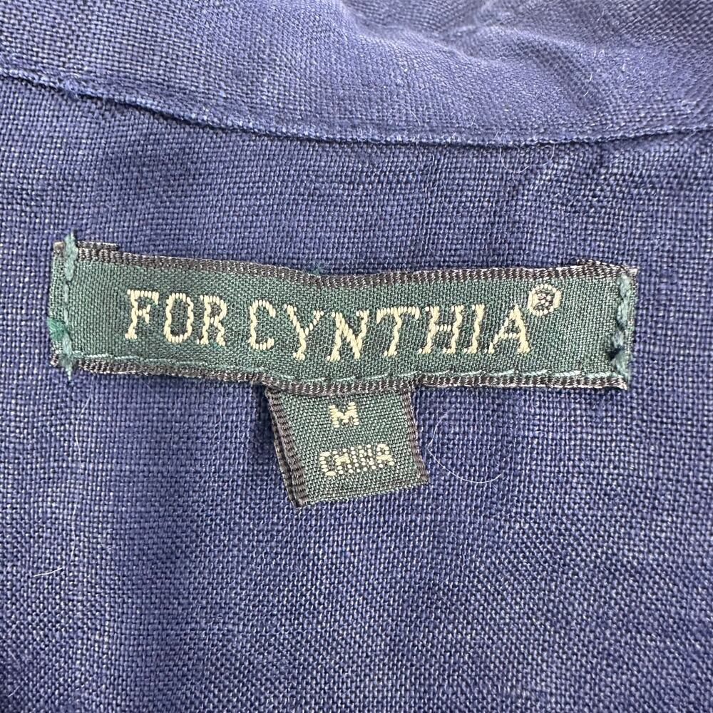 For Cynthia Womens Long Sleeve 100% Linen Top Navy Lagenlook Coastal Minimalist - Picture 3 of 12